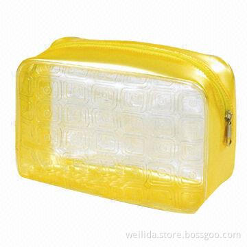 Plastic Cosmetic Bag with Clear PVC, Customized Logos are Welcome
